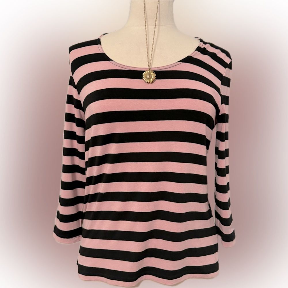 Wind Ridge pink & black striped top!